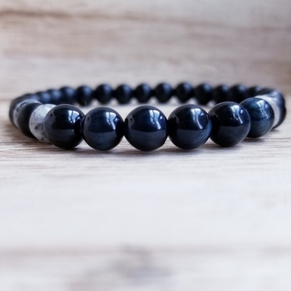 Vicky Beeds Other - SOLD OUT Blue Tiger Eye & Onyx Gemstone Bracelet